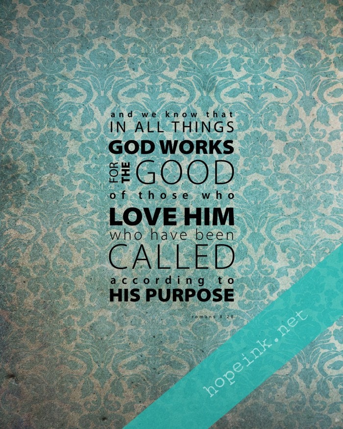 Scripture Art Print, Romans 8, Modern Inspirational Bible Verse Artwork (8x10)