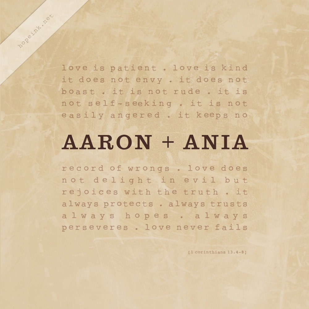 Wedding Scripture Art, 1 Corinthians 13, Modern Love Design (12x12)