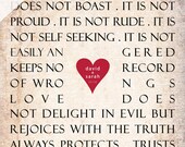 Wedding Scripture Art, 1 Corinthians 13 Love Bible Verses (16x20)