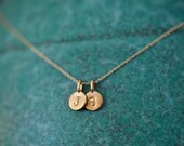 TWO Charms TIny Initial Necklace in 14k Gold Vermeil