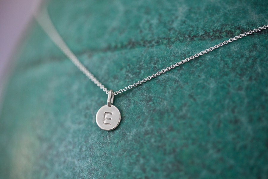 ONE Charm Tiny Initial Necklace in Sterling Silver