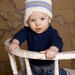 Baby Hat, 3 to 6 Month Baby Boy Crochet Cotton Striped Visor Beanie - Ecru, Light Blue, Khaki Trendy Warm Photo Prop Baby Hat