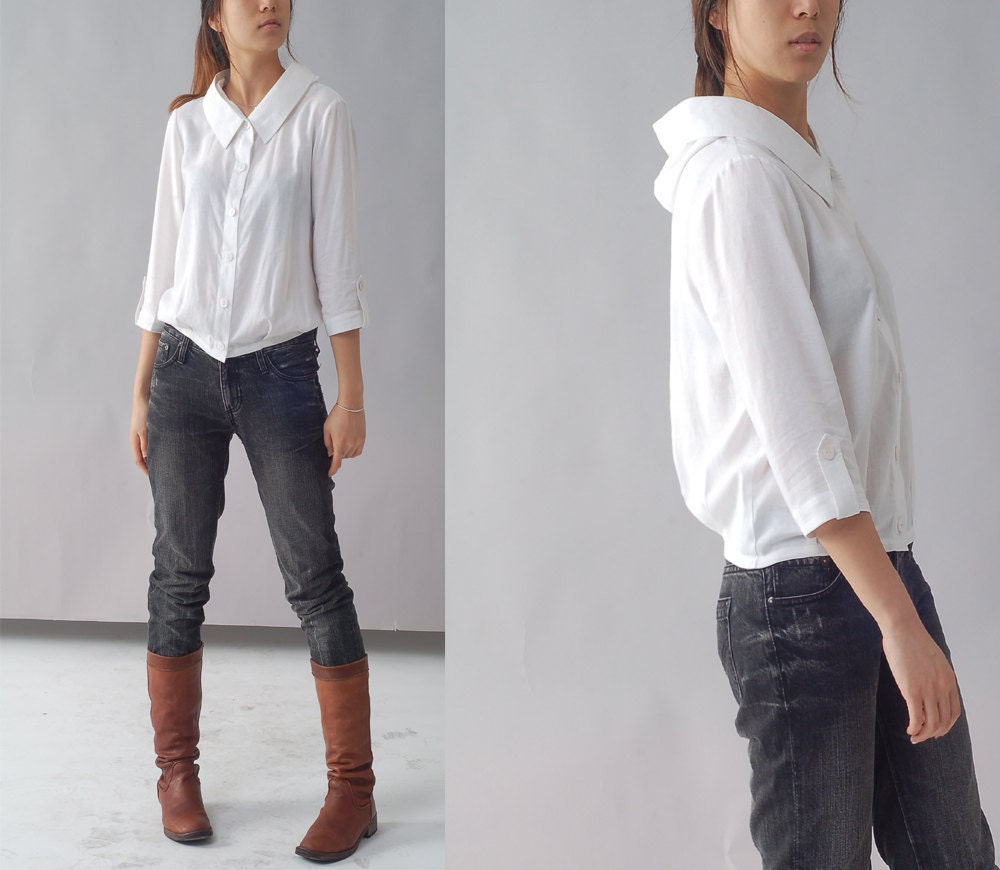 Breeze - linen shirt with special collar (Y1215)