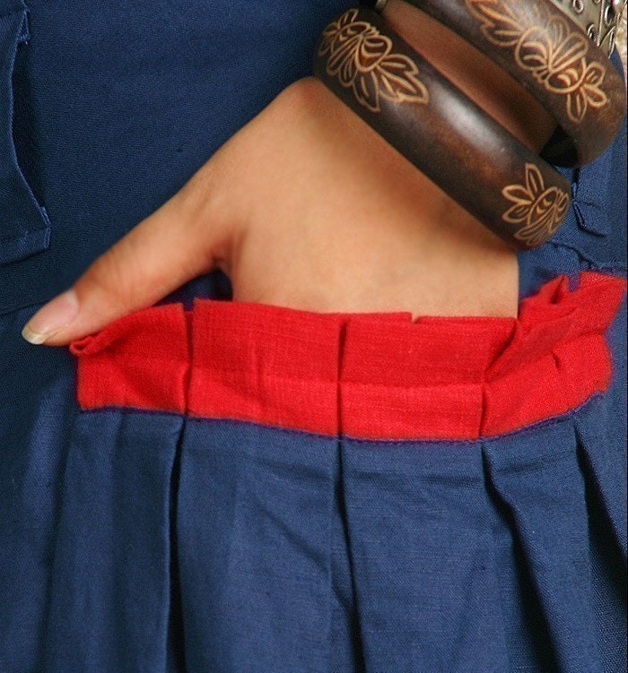 Red Pocket - silky linen maxi SKirt (Q1001)