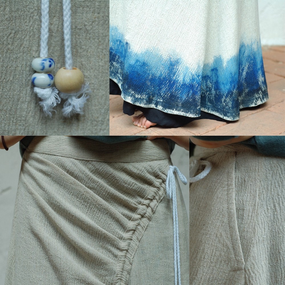 Chinese ink and wash painting layered skirt (Q1103)
