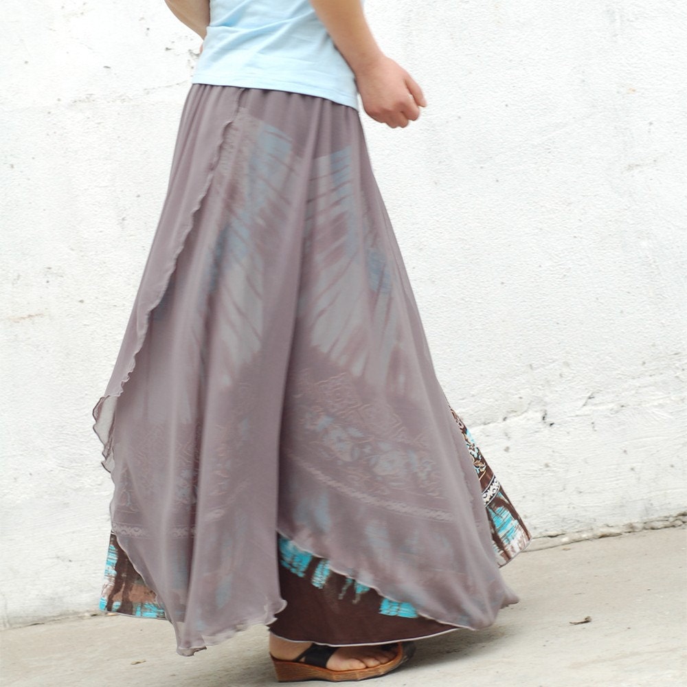 Nepalese sari maxi skirt (Q1106)