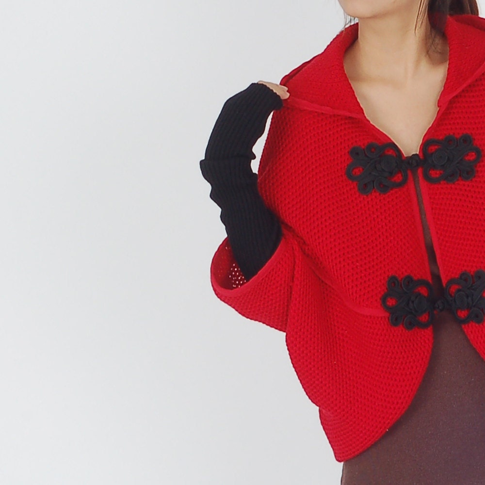 Little riding hood - woolen knits shawl hoodie  (P1102)
