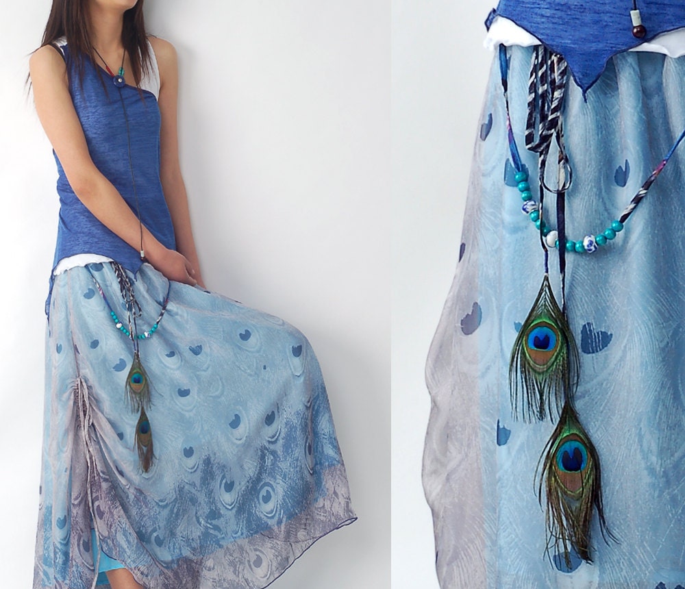 peacock - chiffon maxi skirt and dress (Q1206)