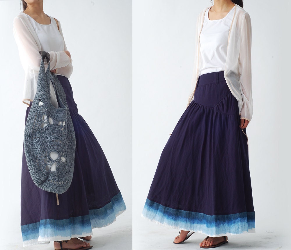 Chinese ink and wash painting layered skirt (Q1103)