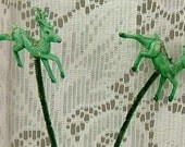 Packet of 4  Vintage Glittered Reindeer Picks on Chenille Stems