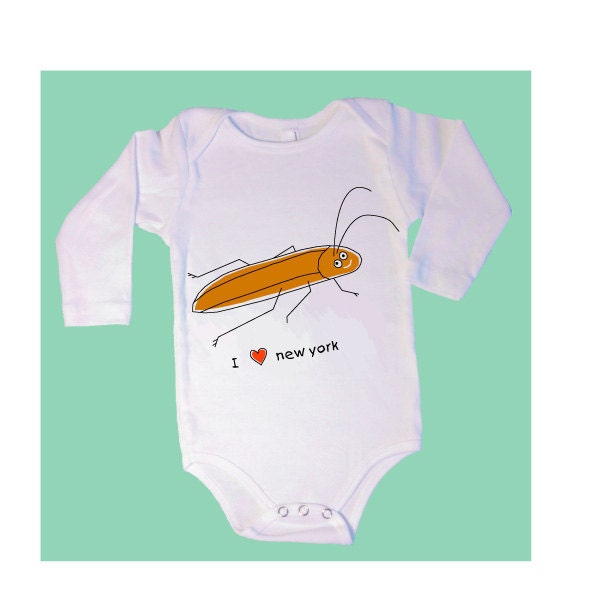 I love new york cockroach longsleeve onesie