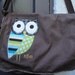 Large Raw Edge Messenger or Diaper Bag with Applique Owl  Made Custom in Your Choice of Colors
