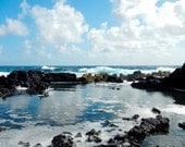 Blue Hawaii Beach Photography - Photo Greeting Card - Fine Art Photography -  Lava Tide Pool - Blank Card - Scenic Ocean Notecard