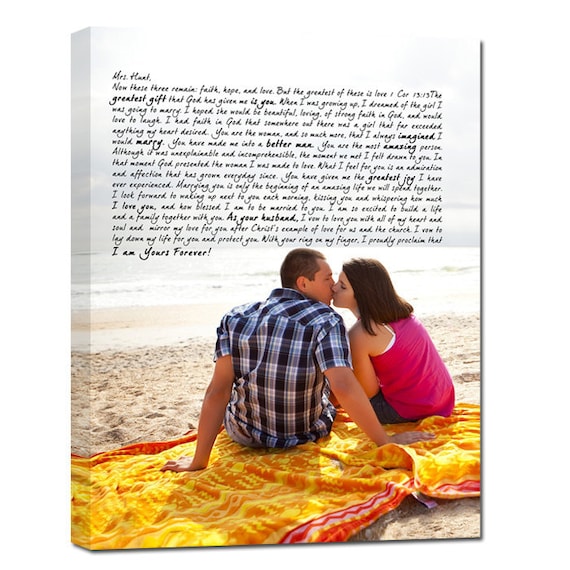 Your Wedding Pictures to Canvas Art Personalized with Your Words Vows lyrics 12x16 inches