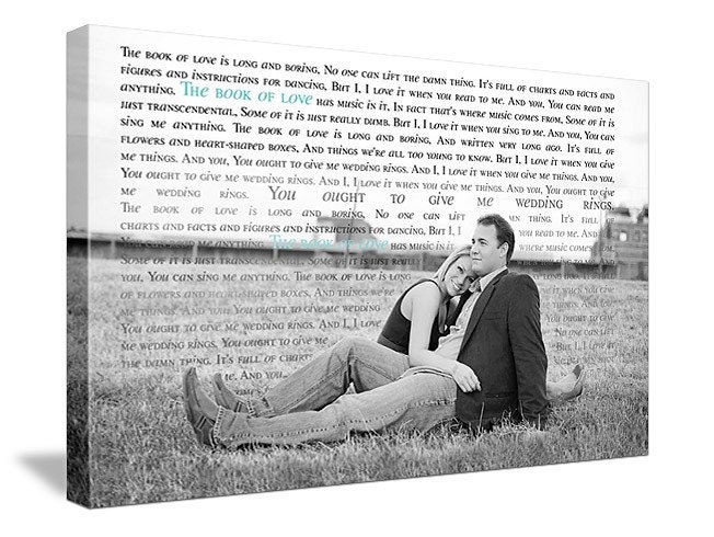 Your Photo Words Wedding Art Canvas Gallery Wrap , Engagement  Anniversary Just Married Photo 36X48