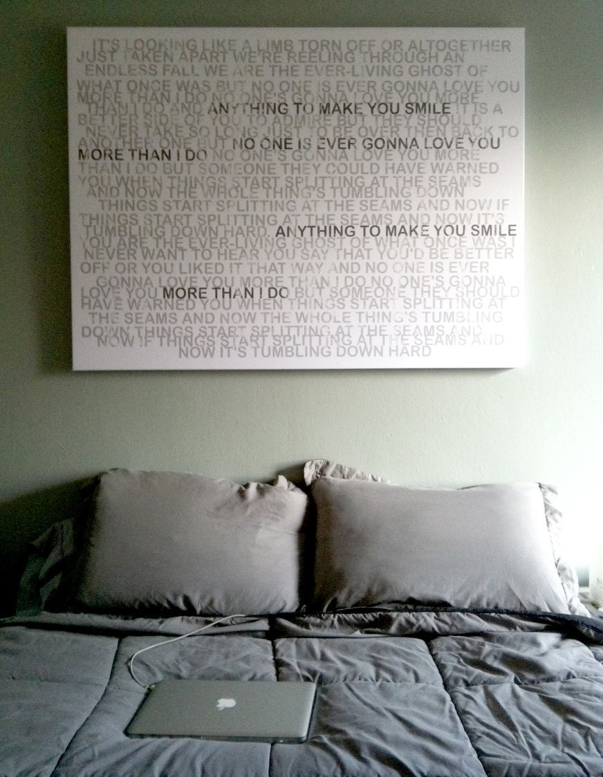 Large Canvas Art Personalized Faded greys lyrics distressed words on canvas 24x36 gallery wrapped
