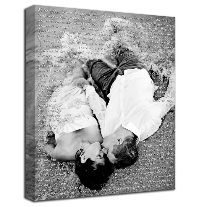 Your Wedding Pictures to Canvas Art Personalized with Your Words Vows lyrics 12x16 inches