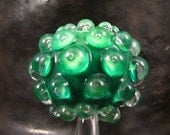 Green Lampwork Bubble Bead