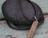 Men's Necklace- Vintage Brass Name Plate on Leather-Valentine's Day-