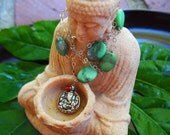 Sterling Silver Ganesh Charm on Silver Chain wth Variscite