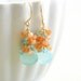Aqua Chalcedony Carnelian Earrings, Apatite Gold Earrings Mint Green Orange Summer