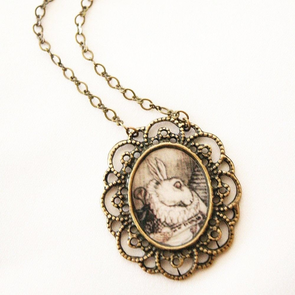 On Sale - White Rabbit - Alice in Wonderland Necklace