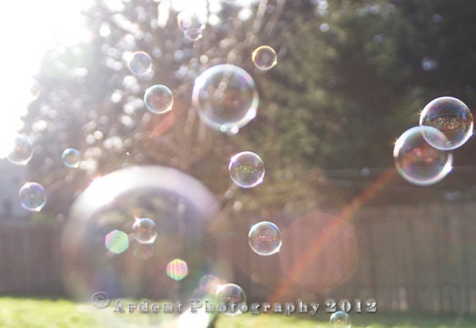 Rainbow Light Summer Photograph Wall Art Room Decor Fun Bright Bubbles - Blowing Bubbles - a Photograph of Bubbles and Light - Smcternen