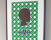 custom vintage wallpaper silhouette with monogram