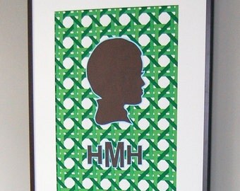 custom vintage wallpaper silhouette with monogram