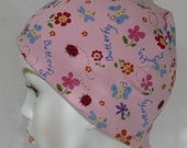 Cheerful Pink Butterfly Sleep Cap Cancer Chemo Scarf Liner Hat