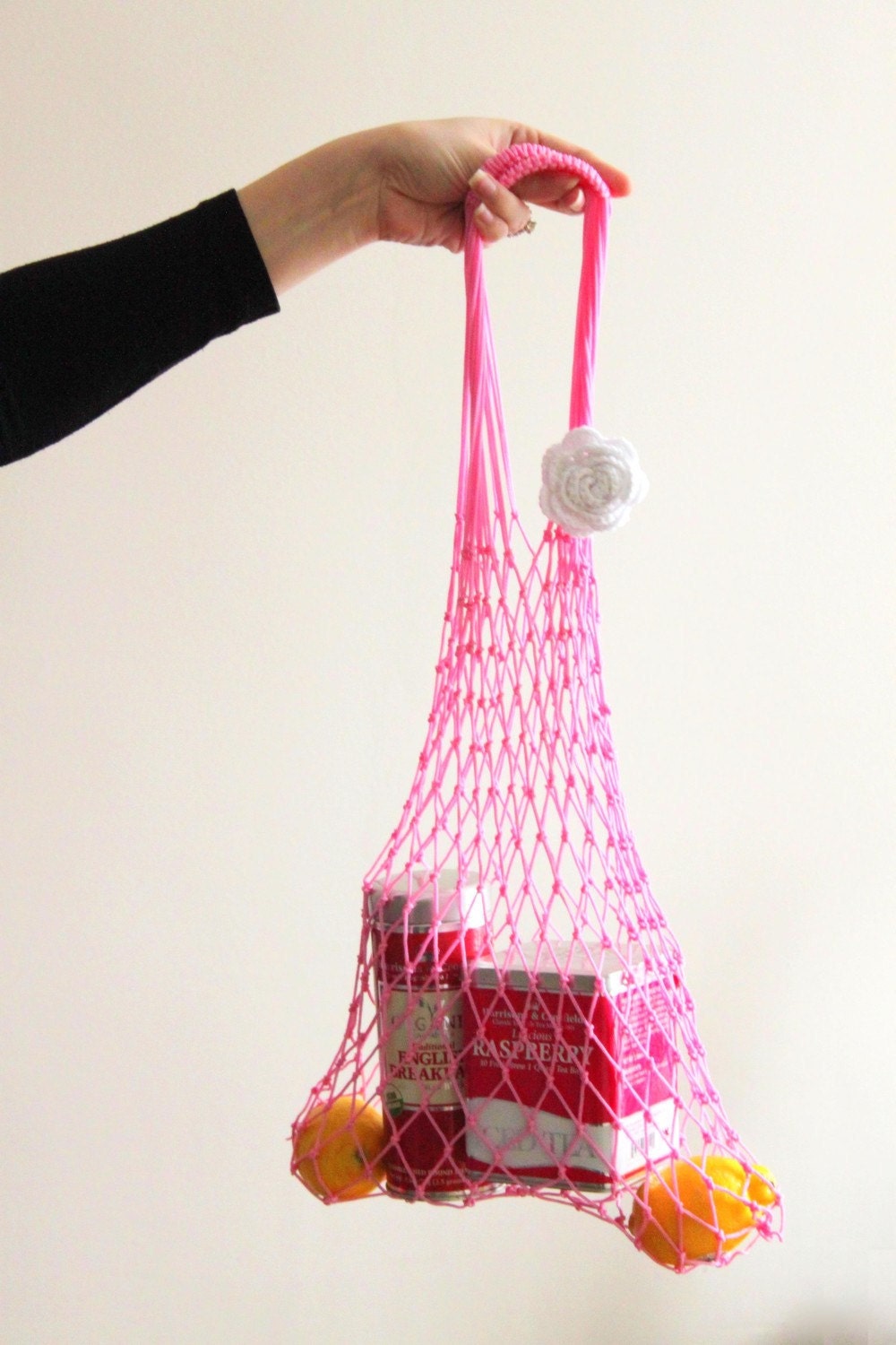 LAST ONE Pink Eco Friendly Shopping Net Bag, Great for  go to the beach, shopping, hold dirty clothes, toys, beach accessories