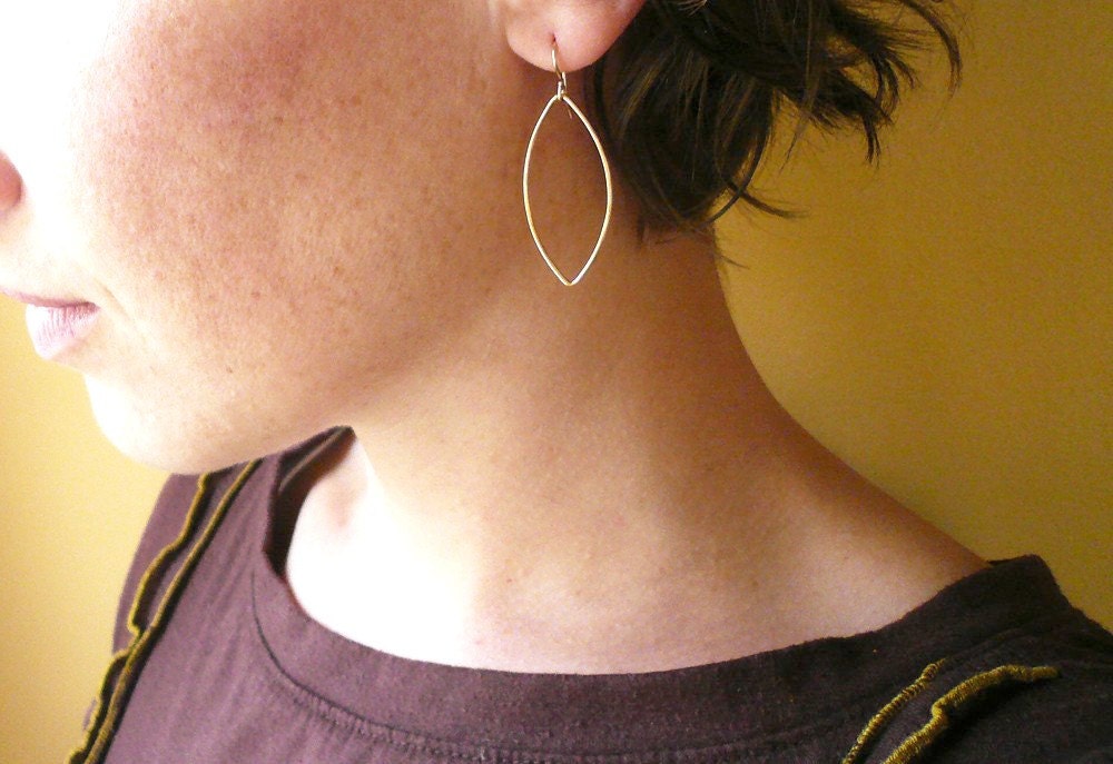 Petal Earrings in Gold Filled - Large Gold Leaf Outline Earrings, Fall Fashion
