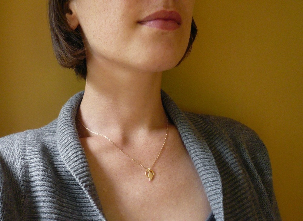 Tiny Circle and Leaf Necklace in Vermeil and Gold Filled