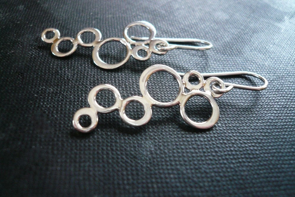 Bubble Circles Earrings in Sterling Silver, Simple Dainty Everyday Jewelry