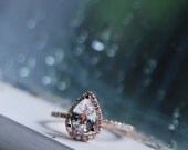 1.2ct Rain drop - white sapphire and rose gold ring