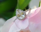 1ct Champagne yellow pear sapphire diamond ring 14k white gold