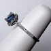 Round blue sapphire diamond ring 14k white gold