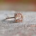 0.73ct Cushion peach champagne sapphire 14k rose gold diamond ring