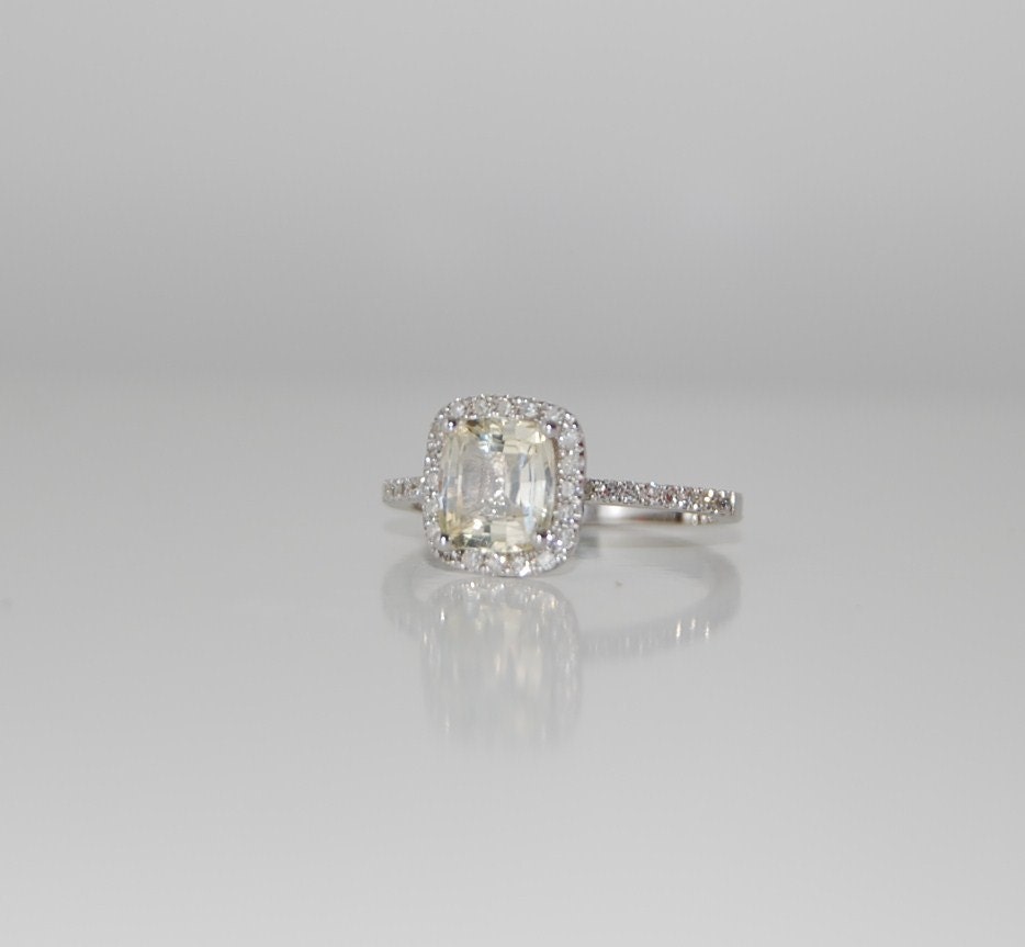 1.74ct Cushion champagne sapphire white gold diamond ring