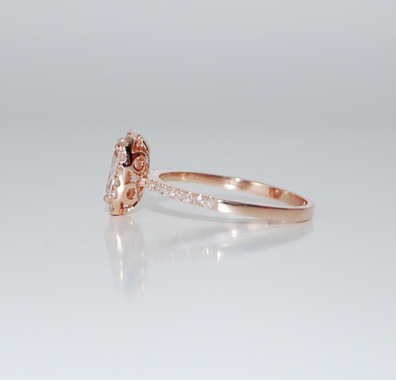 ON HOLD -2ct Cushion ice peach champagne color change sapphire in 14k rose gold diamond ring engagement ring
