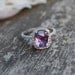 2.6ct Cushion Plum color change sapphire 14k white gold diamond engagement ring