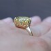 Fall Chrysanthemum 14k gold ring with yellow green citrine
