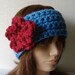 Ear Warmer Headband Neckwarmer Cowl Blue Red