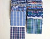 3'x3' recycled cotton squares chekered shirt fabric pack