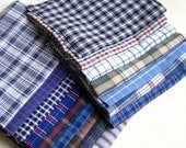 Recycled cotton shirt fabric check 9x11 inch 16 pc