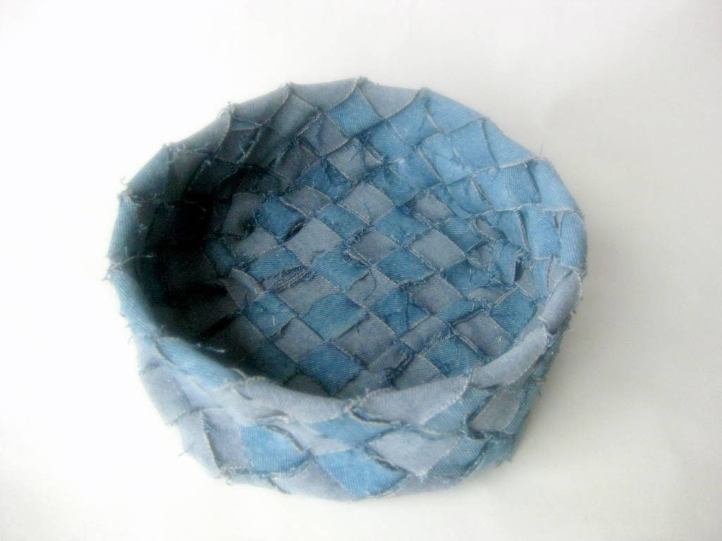 Denim basket recycled blue jeans fabric rustic