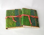 Notebook cover unique painted recycled newspaper green