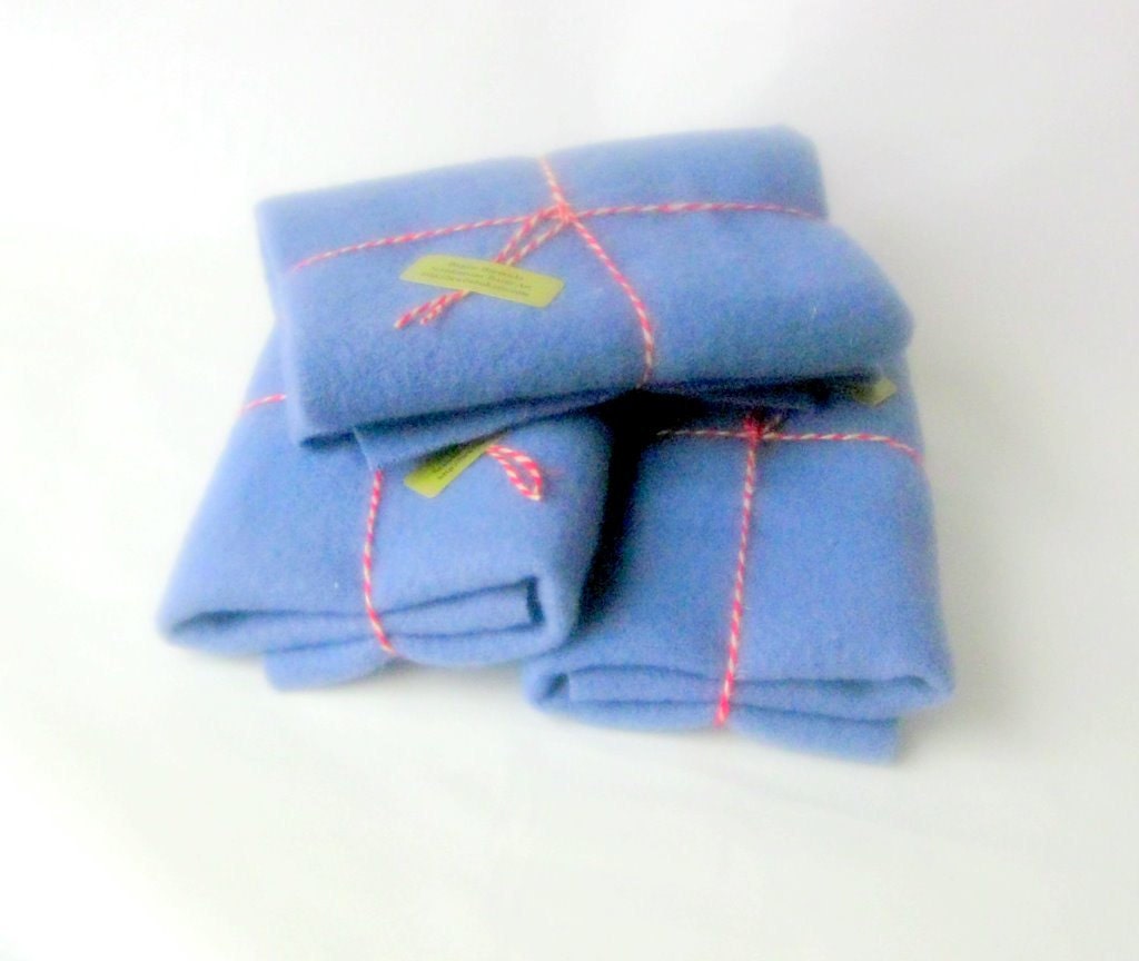 Wool blanket 15x24' felt craft recycled medium blue