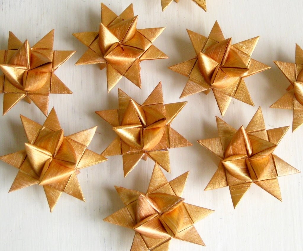 Christmas stars gold origami folded 3D s