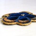Keyring flower dark blue velvet golden handmade unique